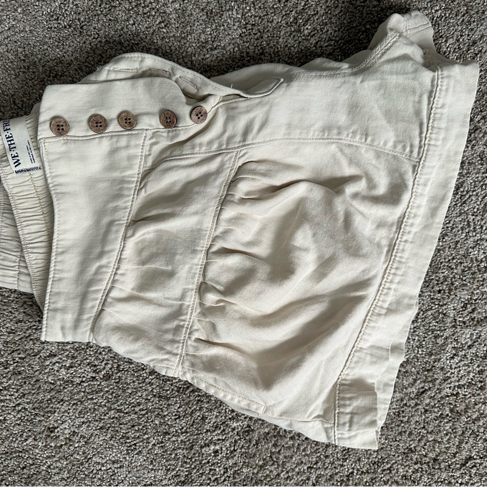 We The Free Cream Kids Shorts with Button Detail